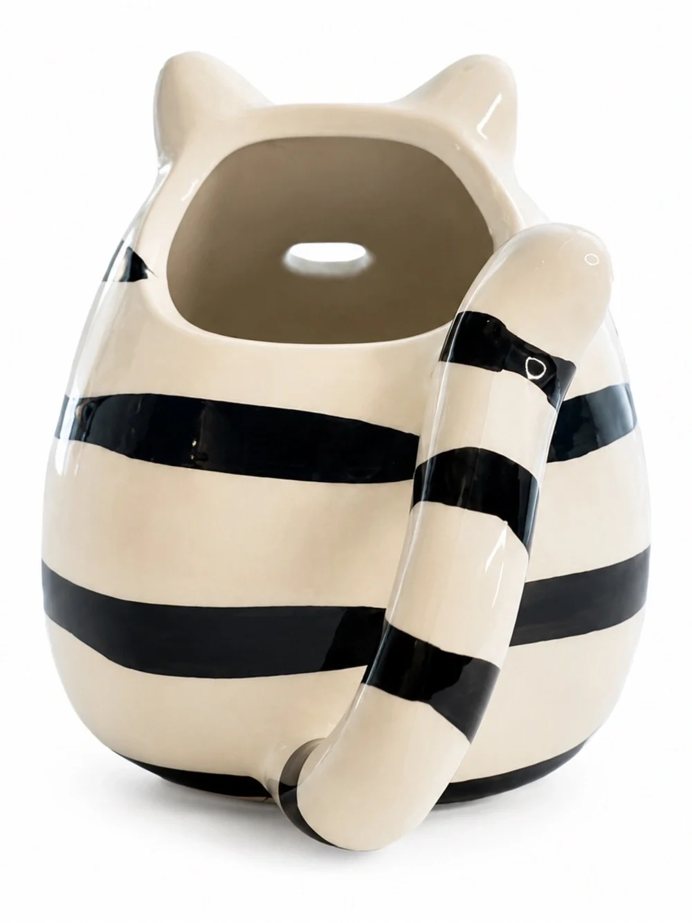 2pc Set Vintage Pier 1 Black White Cat Teapot & Creamer Mouse Fat Chubby Chester